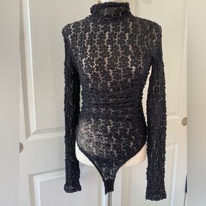 Free People Black Lace Bodysuit